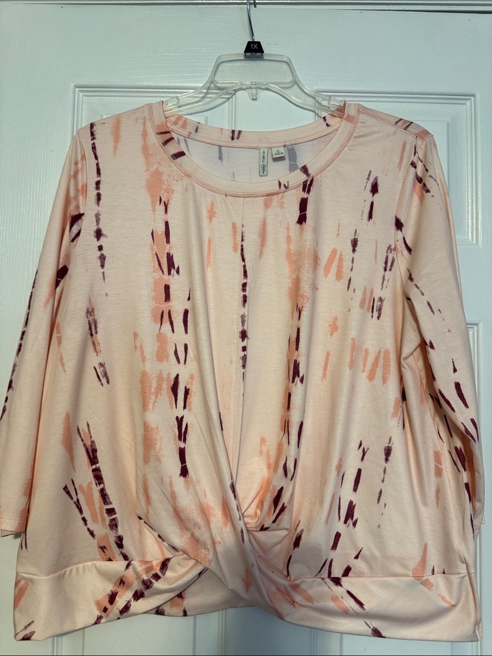 Women's Blush Tie-Dye Twist Front Top XL